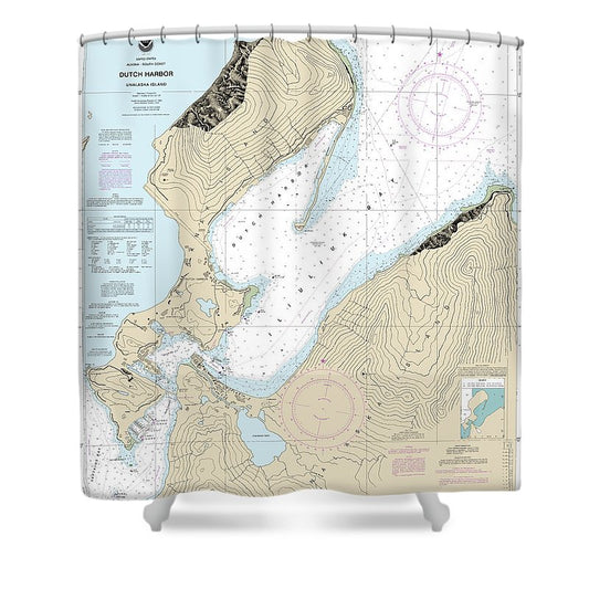 Nautical Chart 16529 Dutch Harbor Shower Curtain