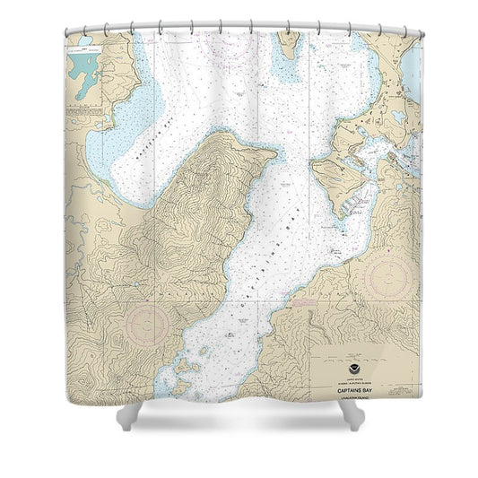 Nautical Chart 16530 Captains Bay Shower Curtain