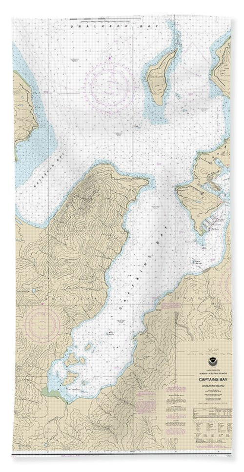 Nautical Chart-16530 Captains Bay - Bath Towel