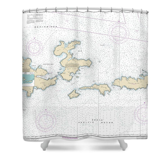 Nautical Chart 16531 Krenitzan Islands Shower Curtain