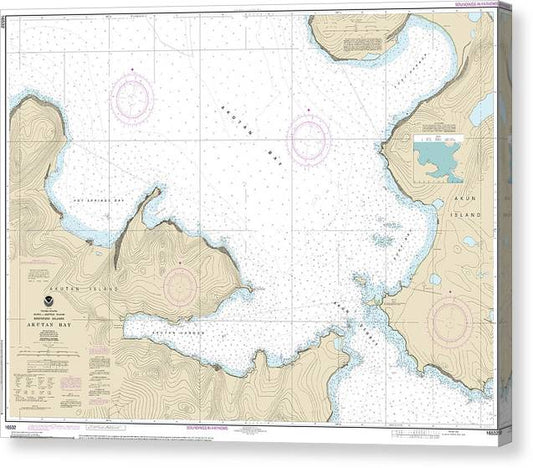 Nautical Chart-16532 Akutan Bay, Krenitzin Islands Canvas Print