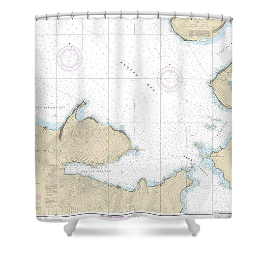 Nautical Chart 16532 Akutan Bay, Krenitzin Islands Shower Curtain