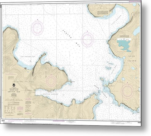 A beuatiful Metal Print of the Nautical Chart-16532 Akutan Bay, Krenitzin Islands - Metal Print by SeaKoast.  100% Guarenteed!