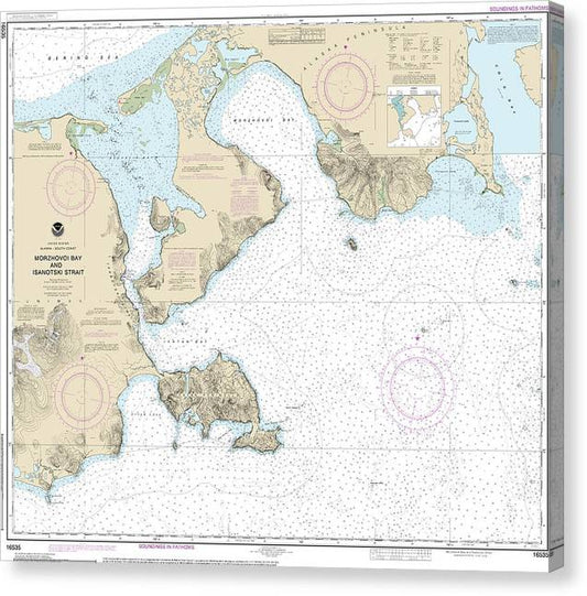 Nautical Chart-16535 Morzhovoi Bay-Isanotski Strait Canvas Print