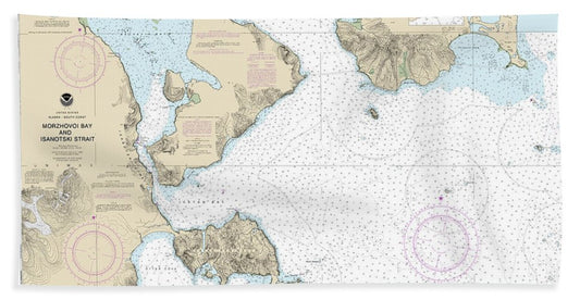 Nautical Chart-16535 Morzhovoi Bay-isanotski Strait - Beach Towel