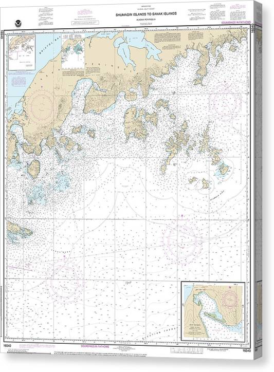 Nautical Chart-16540 Shumagin Islands-Sanak Islands, Mist Harbor Canvas Print