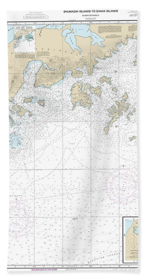 Nautical Chart-16540 Shumagin Islands-sanak Islands, Mist Harbor - Beach Towel