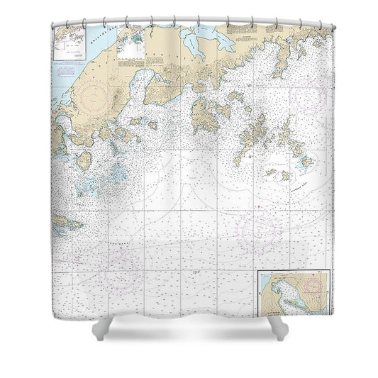 Nautical Chart 16540 Shumagin Islands Sanak Islands, Mist Harbor Shower Curtain