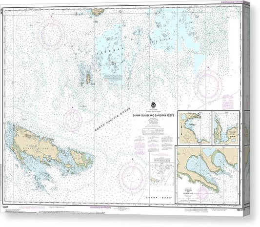 Nautical Chart-16547 Sanak Island-Sandman Reefs, Northeast Harbor, Peterson-Salmon Bays, Sanak Harbor Canvas Print