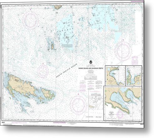 A beuatiful Metal Print of the Nautical Chart-16547 Sanak Island-Sandman Reefs, Northeast Harbor, Peterson-Salmon Bays, Sanak Harbor - Metal Print by SeaKoast.  100% Guarenteed!