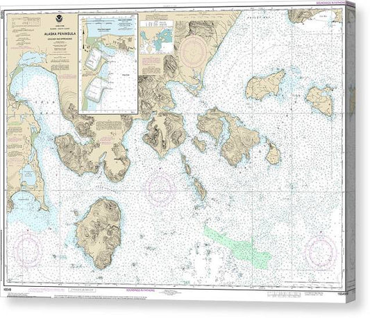 Nautical Chart-16549 Cold Bay-Approaches, Alaska Pen, King Cove Harbor Canvas Print