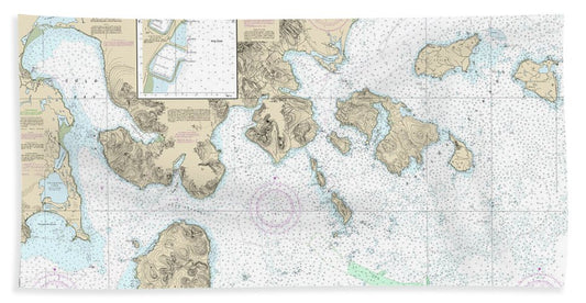 Nautical Chart-16549 Cold Bay-approaches, Alaska Pen, King Cove Harbor - Bath Towel