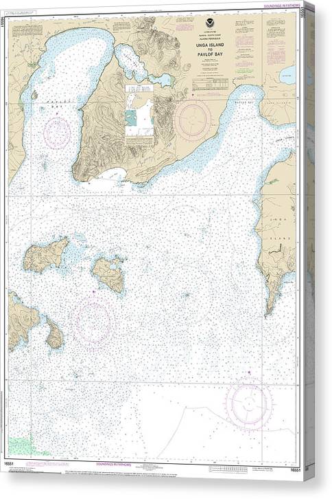 Nautical Chart-16551 Unga Island-Pavlof Bay, Alaska Pen Canvas Print