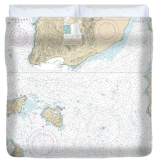 Nautical Chart 16551 Unga Island Pavlof Bay, Alaska Pen Duvet Cover