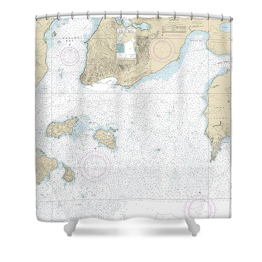 Nautical Chart 16551 Unga Island Pavlof Bay, Alaska Pen Shower Curtain