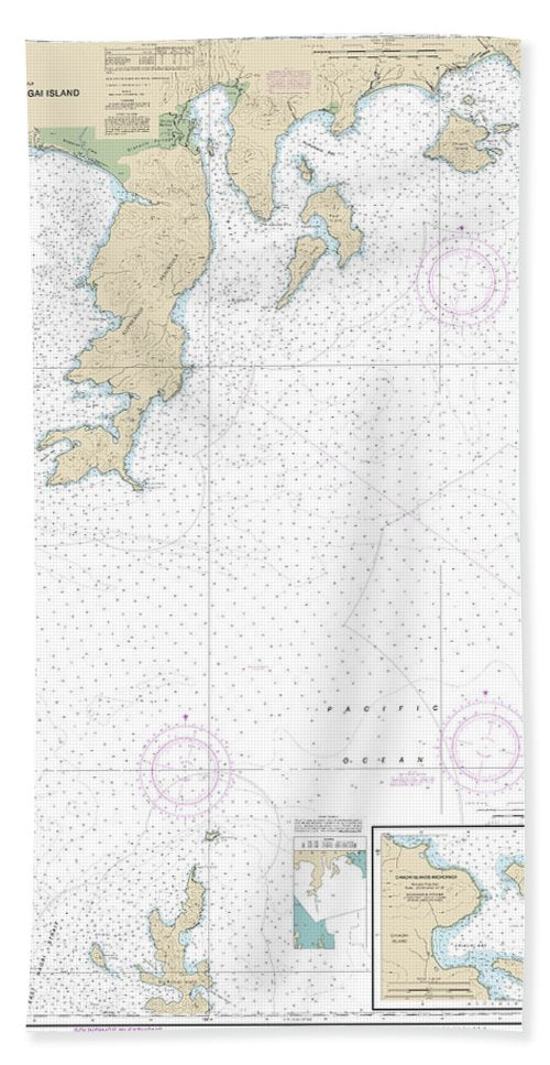 Nautical Chart-16556 Chiachi Island-nagai Island, Chiachi Islands Anchorage - Beach Towel
