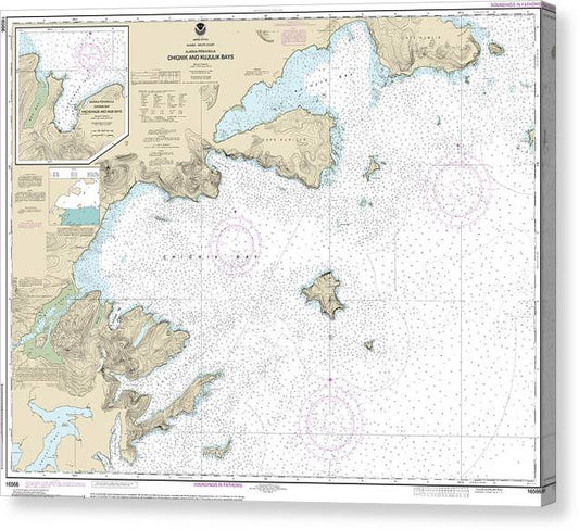 Nautical Chart-16566 Chignik-Kujulik Bays, Alaska Pen, Anchorage-Mud Bays, Chignik Bay Canvas Print