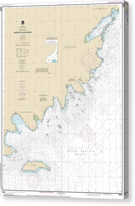 Nautical Chart-16568 Wide Bay-Cape Kumlik, Alaska Pen Canvas Print