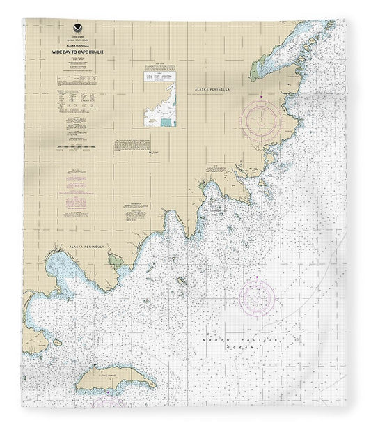 Nautical Chart 16568 Wide Bay Cape Kumlik, Alaska Pen Blanket