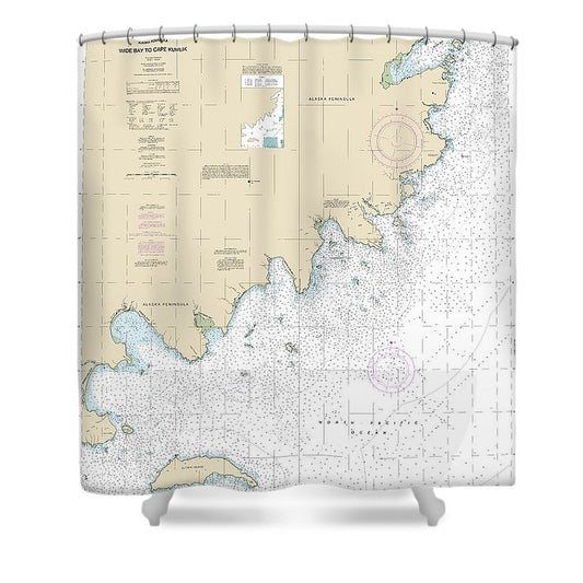 Nautical Chart 16568 Wide Bay Cape Kumlik, Alaska Pen Shower Curtain