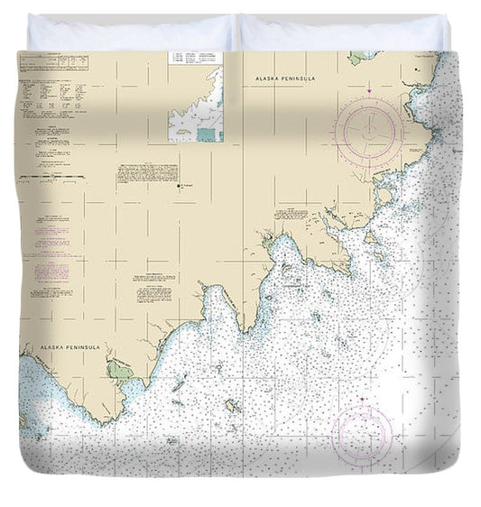 Nautical Chart 16568 Wide Bay Cape Kumlik, Alaska Pen Duvet Cover