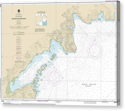 Nautical Chart-16570 Portage-Wide Bays, Alaska Pen Canvas Print