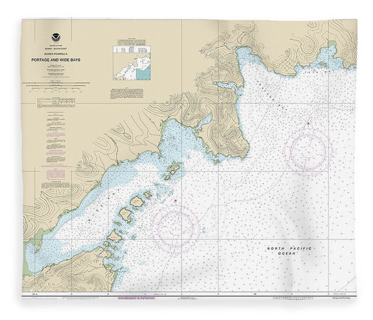 Nautical Chart 16570 Portage Wide Bays, Alaska Pen Blanket