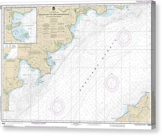 Nautical Chart-16575 Dakavak Bay-Cape Unalishagvak, Alinchak Bay Canvas Print