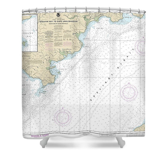 Nautical Chart 16575 Dakavak Bay Cape Unalishagvak, Alinchak Bay Shower Curtain
