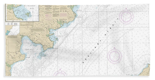 Nautical Chart-16575 Dakavak Bay-cape Unalishagvak, Alinchak Bay - Bath Towel