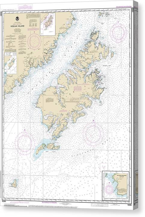 Nautical Chart-16580 Kodiak Island, Southwest Anchorage, Chirikof Island Canvas Print