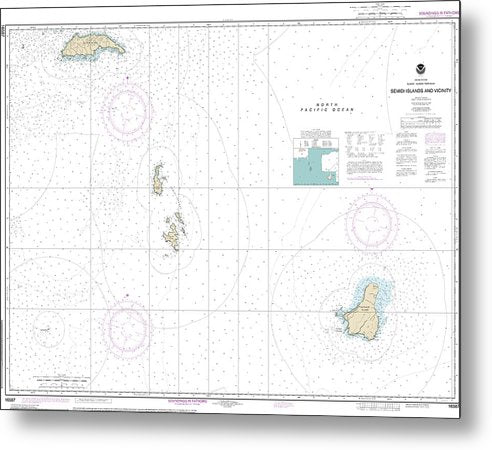 A beuatiful Metal Print of the Nautical Chart-16587 Semidi Islands-Vicinity - Metal Print by SeaKoast.  100% Guarenteed!