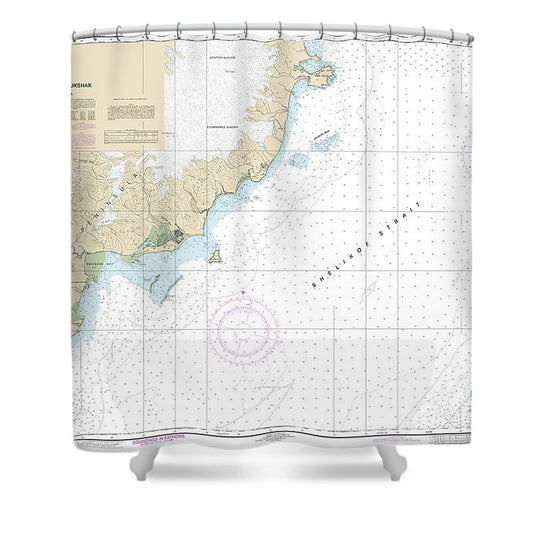 Nautical Chart 16608 Shelikof Strait Cape Douglas Cape Nukshak Shower Curtain