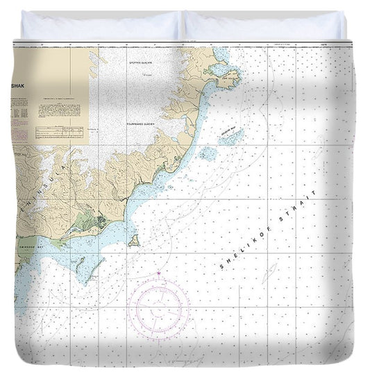 Nautical Chart 16608 Shelikof Strait Cape Douglas Cape Nukshak Duvet Cover