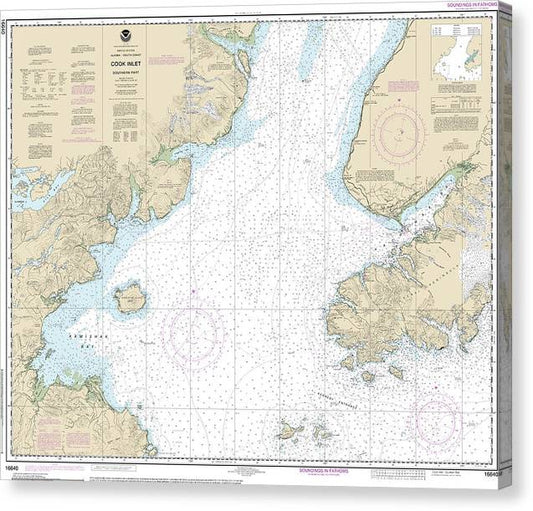 Nautical Chart-16640 Cook Inlet-Southern Part Canvas Print