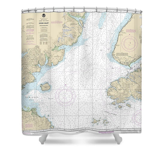 Nautical Chart 16640 Cook Inlet Southern Part Shower Curtain