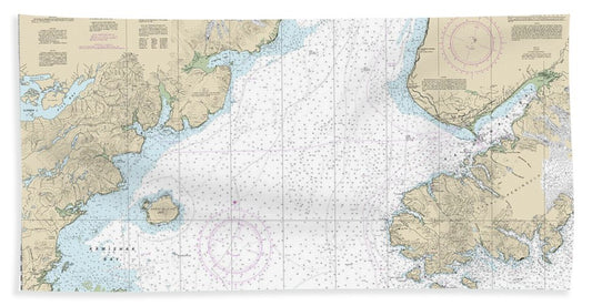 Nautical Chart-16640 Cook Inlet-southern Part - Bath Towel