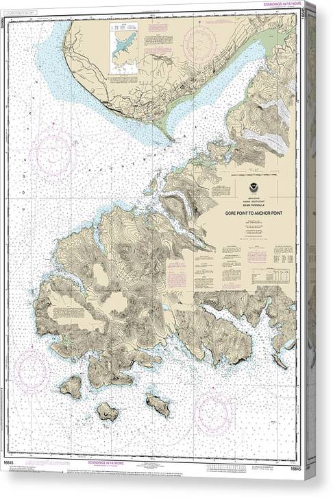 Nautical Chart-16645 Gore Point-Anchor Point Canvas Print