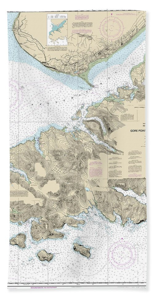 Nautical Chart-16645 Gore Point-anchor Point - Beach Towel