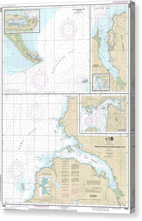 Nautical Chart-16646 Ports-Southeastern Cook Inlet Port Chatham, Port Graham, Seldovia Bay, Seldovia Harbor, Approaches-Homer Hbr, Homer Harbor Canvas Print