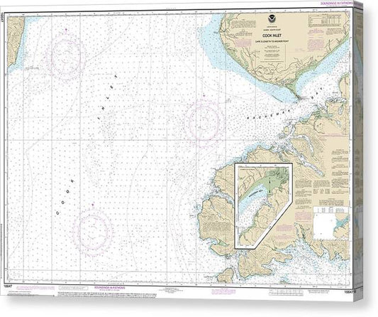 Nautical Chart-16647 Cook Inlet-Cape Elizabeth-Anchor Point Canvas Print
