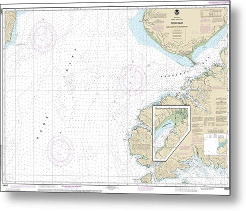 A beuatiful Metal Print of the Nautical Chart-16647 Cook Inlet-Cape Elizabeth-Anchor Point - Metal Print by SeaKoast.  100% Guarenteed!