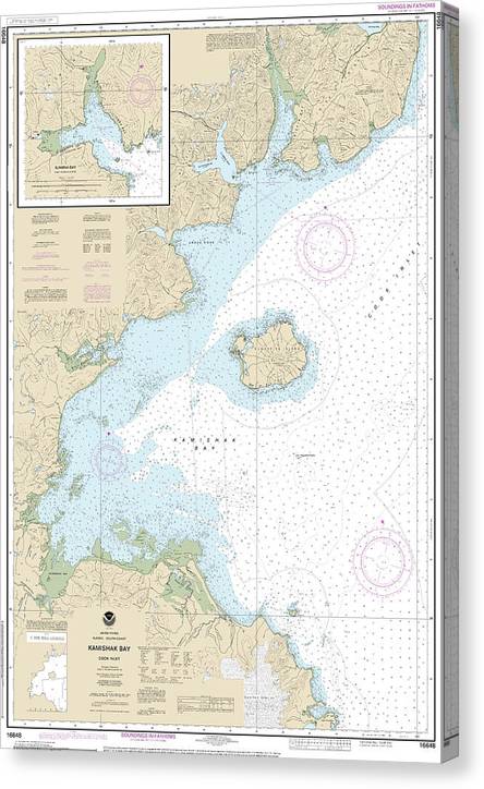 Nautical Chart-16648 Kamishak Bay, Lliamna Bay Canvas Print