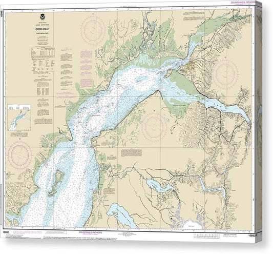 Nautical Chart-16660 Cook Inlet-Northern Part Canvas Print