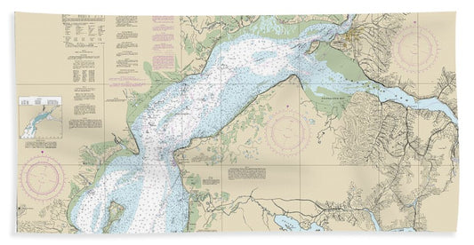Nautical Chart-16660 Cook Inlet-northern Part - Beach Towel