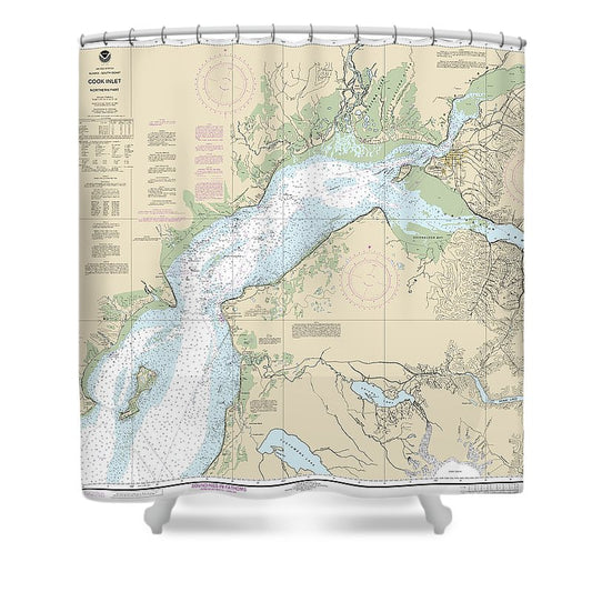 Nautical Chart 16660 Cook Inlet Northern Part Shower Curtain
