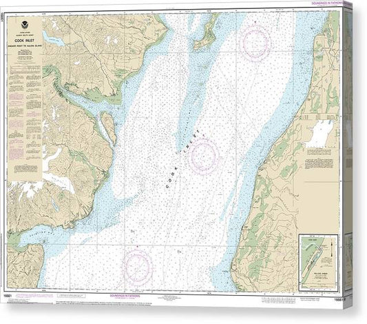 Nautical Chart-16661 Cook Inlet-Anchor Point-Kalgin Island, Ninilchik Harbor Canvas Print