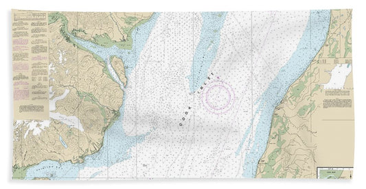 Nautical Chart-16661 Cook Inlet-anchor Point-kalgin Island, Ninilchik Harbor - Bath Towel