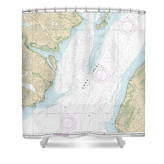 Nautical Chart 16661 Cook Inlet Anchor Point Kalgin Island, Ninilchik Harbor Shower Curtain