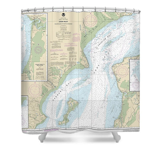 Nautical Chart 16662 Cook Inlet Kalgin Island North Foreland Shower Curtain